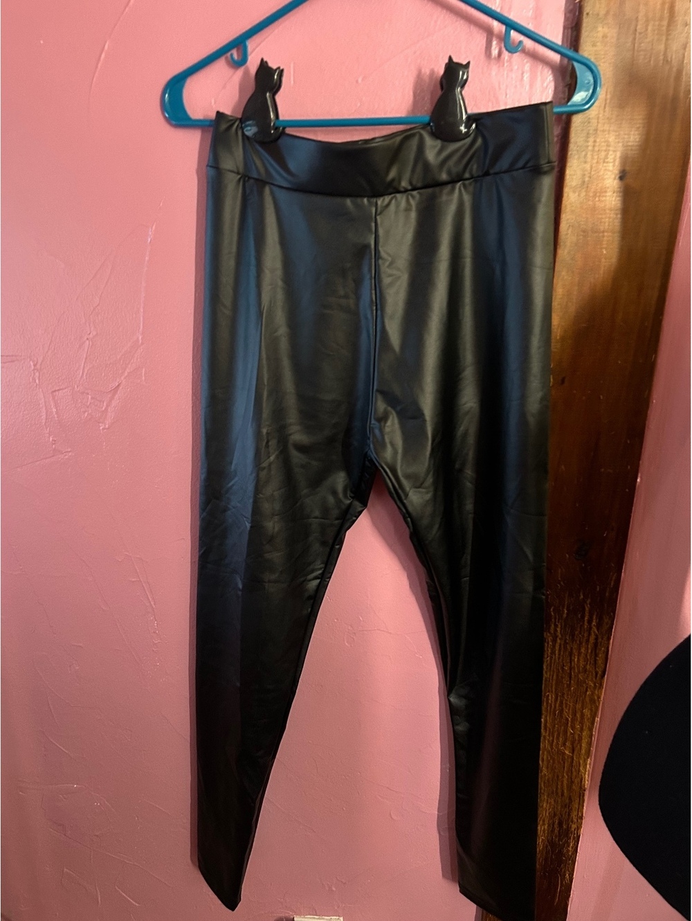 Black Faux Leather Leggings, Medium, Stretch Fit with 95%-5%